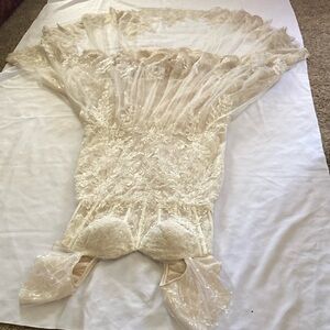 Melissa Sweet Cream Ruffled Smocked Wedding Gown